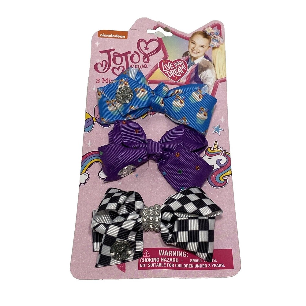 HAIR BOWS girls JOJO nickelodeon 3 pack mini bows cupcakes